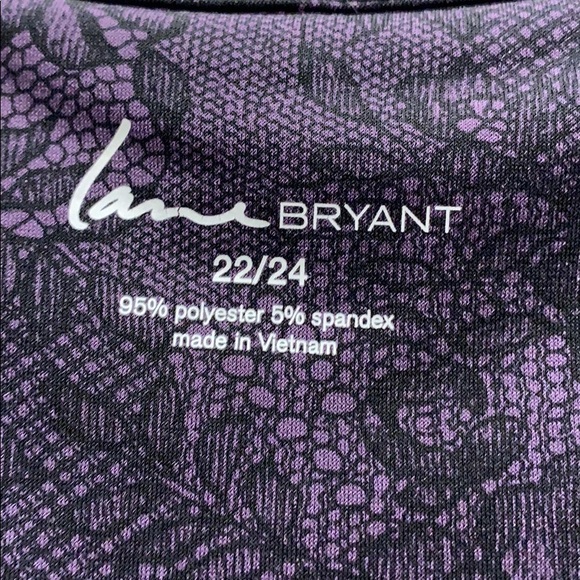 Lane Bryant Purple Black Lace Print Jersey Top - Picture 2 of 8